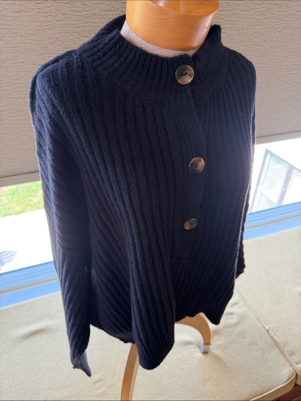 Free People Black Ribbed Button-Up Cardigan - Picture 2 of 6